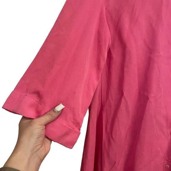Zara Pink Lyocell Button Down Relax Oversized Midi Shirt Dress Pockets Size XS - Picture 5 of 8